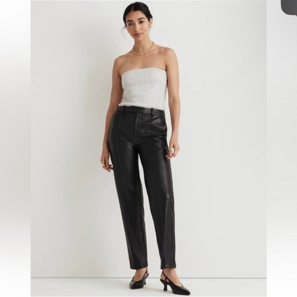 Madewell Aimee Song collab Black Faux Leather Trousers 4